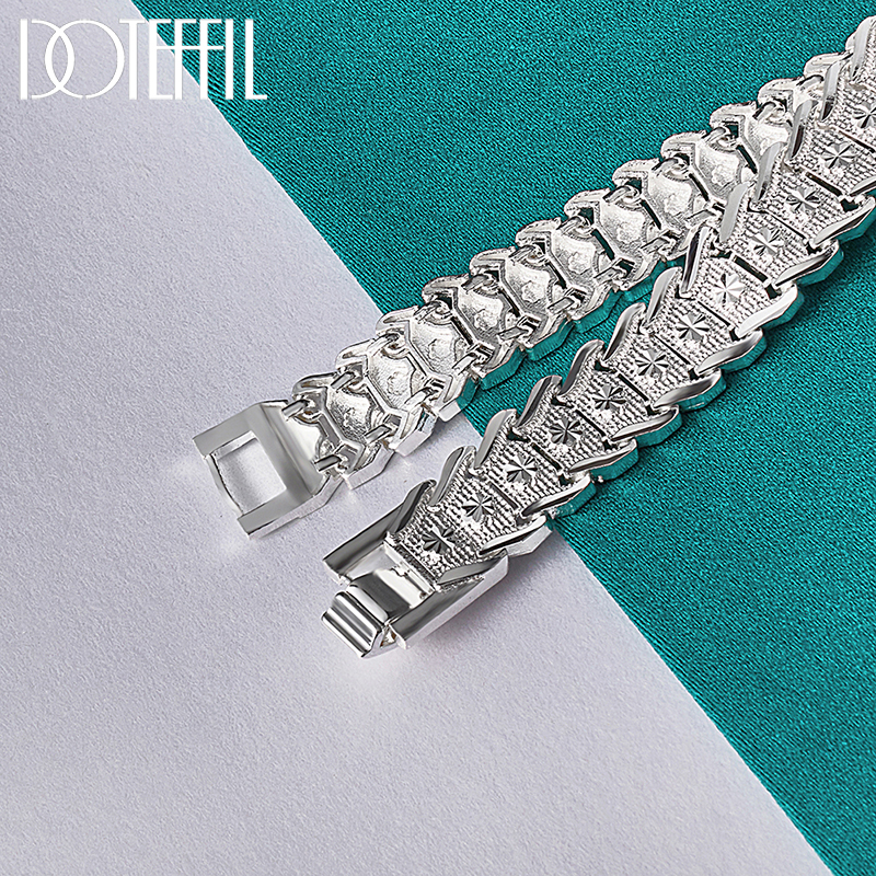 DOTEFFIL-pulsera ancha de Plata de Ley 925, cadena para mujer y hombre, joyería de moda para fiesta de compromiso y boda