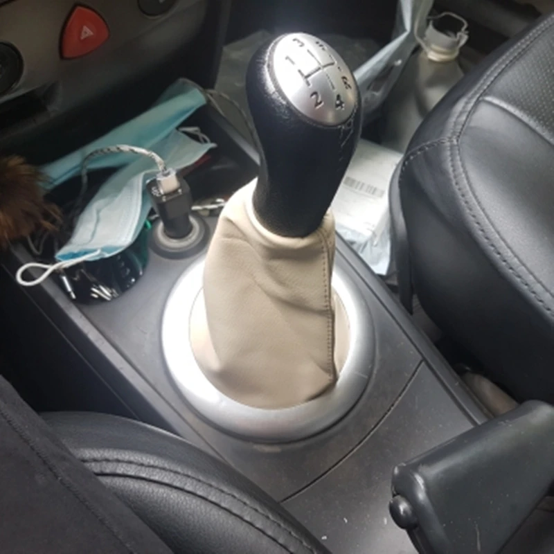5/6 Tốc Độ Cho Renault Megane 2 MK2 II 2002 2003 2004 2005 2006 2007 2008 2009 Bánh Răng Chuyển Dịch Núm Tem Mạc giày Boot Da Lever Ốp Lưng