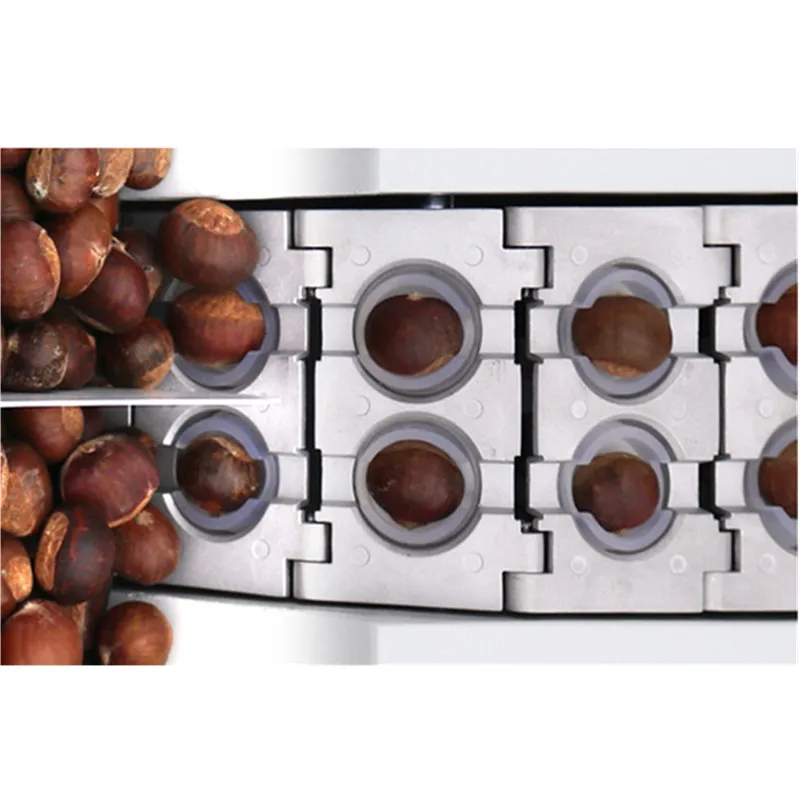 Profesional Listrik Chestnut Shell Mesin Pembuka Hazelnut Menggorok Mesin Double Chain Link Kacang Cutting Cutter