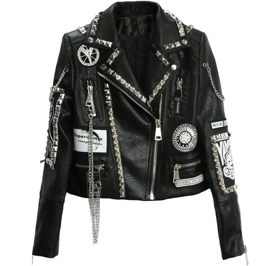 3D Graffiti weiche pu leder jacken weibliche cartoon Leder Jacke niet sicken Punk Rock Cropped leder Oberbekleidung F2217