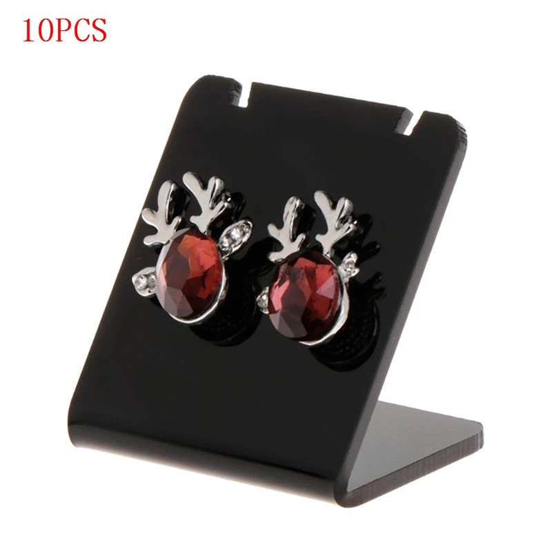 10 10 unids/set pendientes vitrina soporte forma L rectángulo acrílico profesional oreja Stud joyería Mostrar soporte estante
