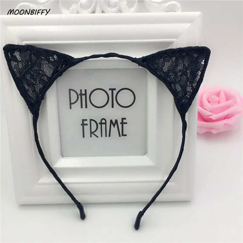 MOONBIFFY-Diadema de encaje con orejas de gato para niña, diadema de princesa, accesorios para el cabello, diadema Sexy, 1 unidad