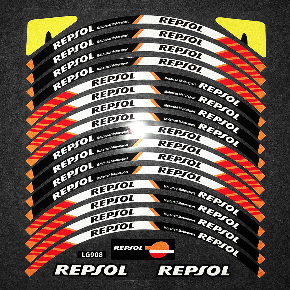 Pegatinas reflectantes para ruedas de motocicleta, tiras de llanta de carreras, calcomanías, accesorios de cubo de 17 "para Repsol CBR