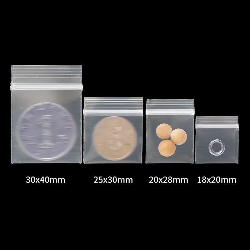 TETP 100 Chiếc 20 Dây Mini Trong Suốt Ziplock Túi Nhựa Nhỏ Trang Sức Bán Lẻ Phụ Kiện Bảo Quản Bao Bì Tiếp Liệu Reclosable Làm Dày