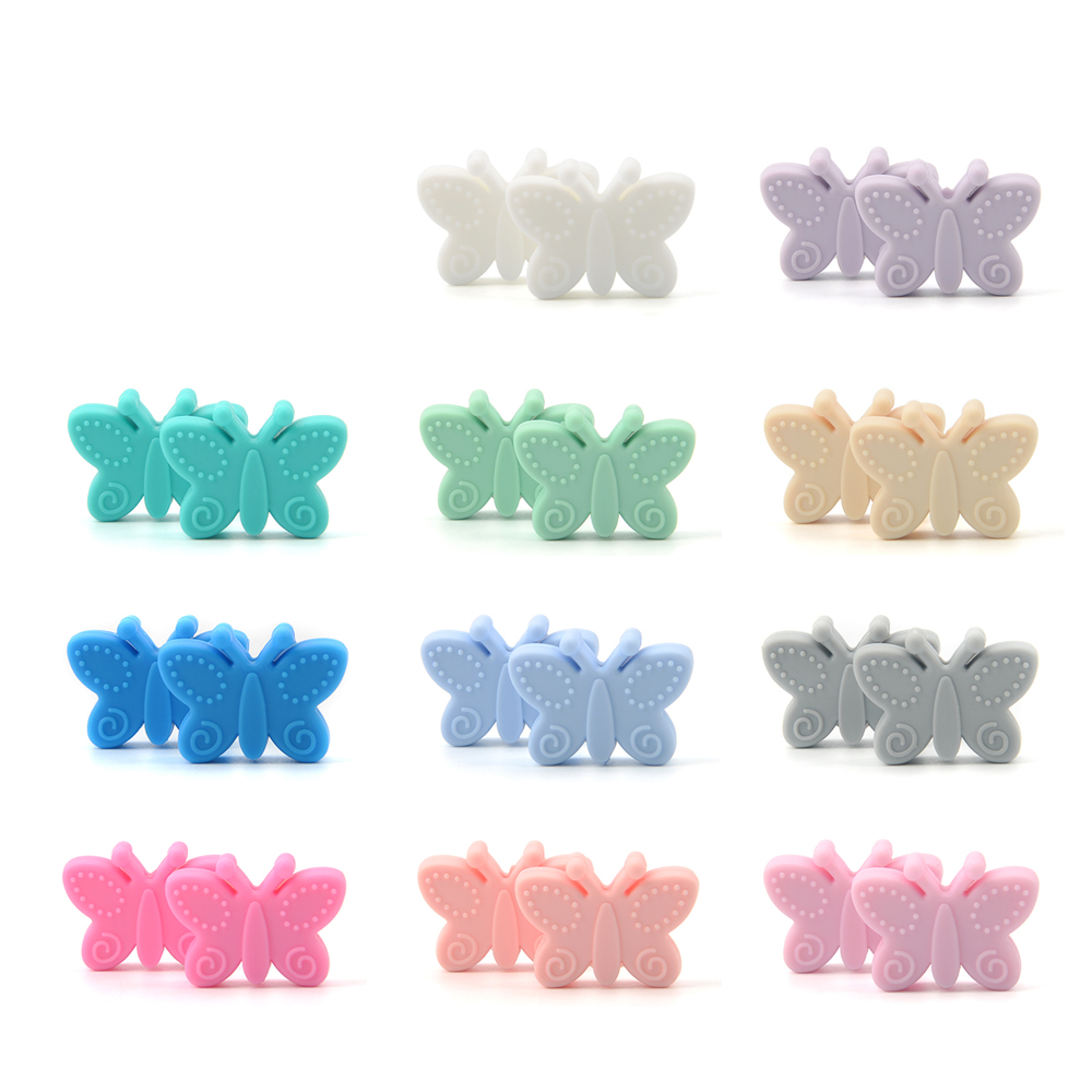 Schmetterling Perlen Silikon 5 stücke Beißringe BPA Frei DIY Lose Perlen Für Zahnen Halskette Tier Geformt Schnuller Halter Zubehör