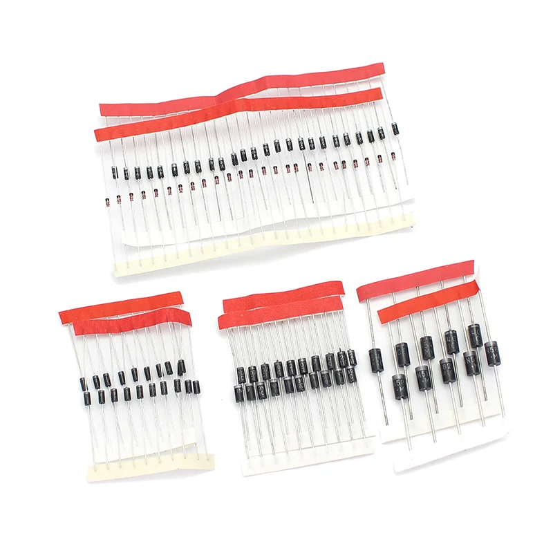 100 unids/lote conjunto de diodos rectificadores 1N4148 1N4007 1N5819 1N5399 1N5408 1N5822 FR107 FR207 componentes electrónicos kit surtido diy