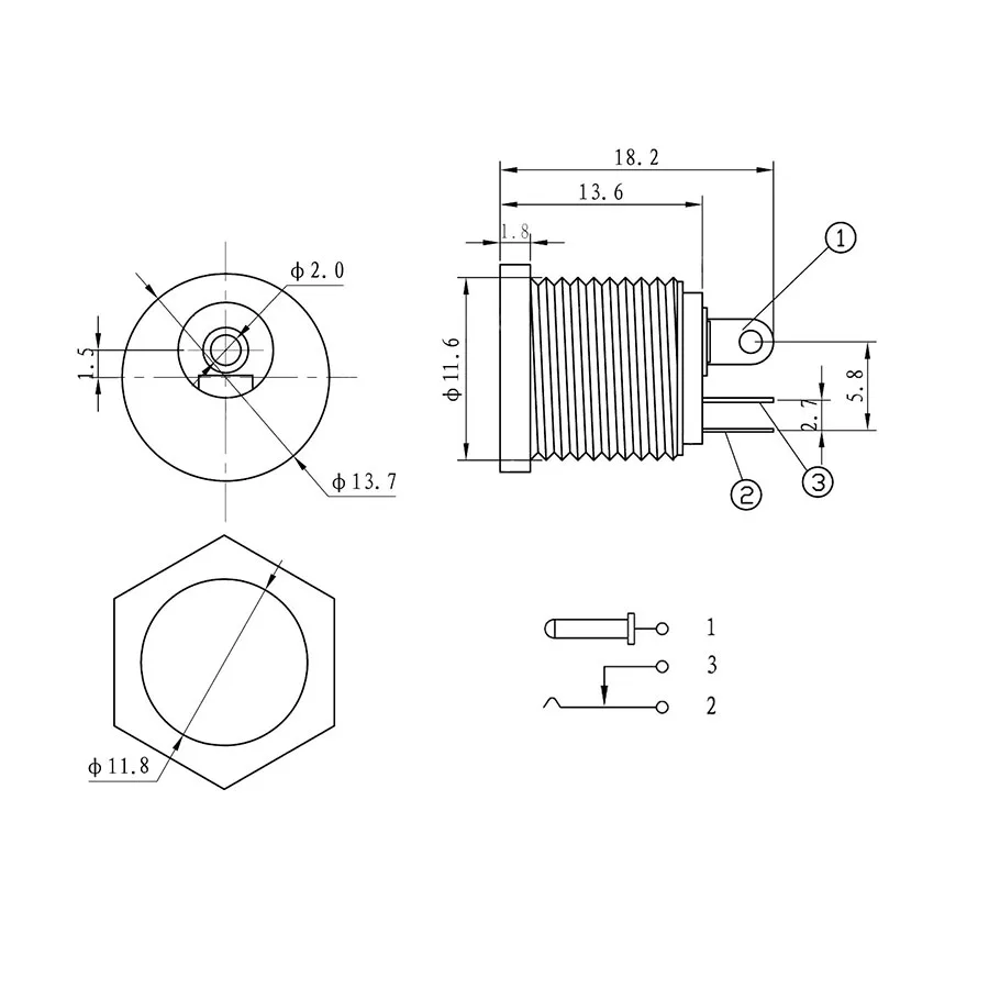 10 Uds (5 pares) DC12V 5,5x2,1mm enchufes macho de plástico DC022 toma de corriente CC conector hembra tuerca de tornillo conector de montaje en Panel