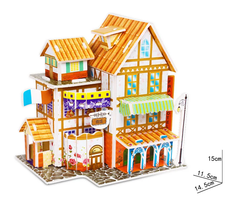 Crianças 3d estéreo quebra-cabeça dos desenhos animados casa castelo modelo de construção diy artesanal aprendizagem precoce brinquedos educativos presente para crianças