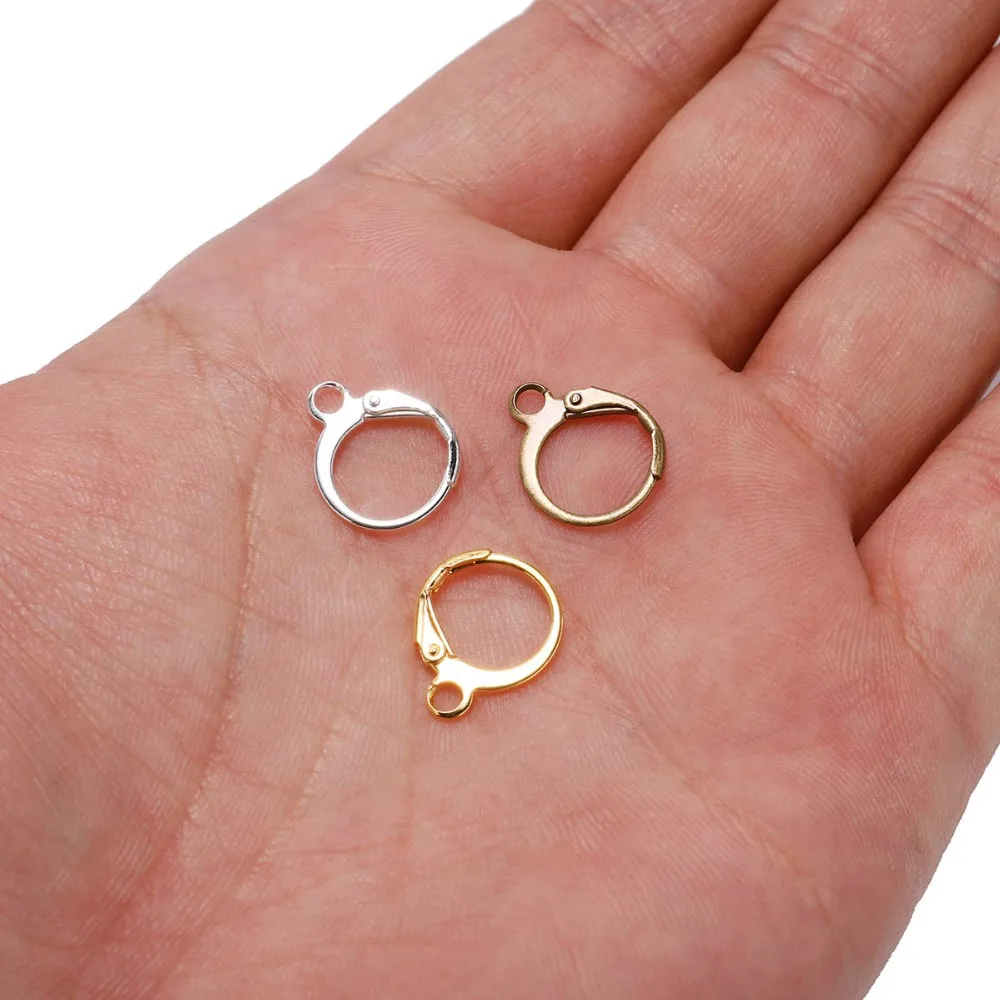 20 ชิ้น/ล็อต 14*12 มม.Lever GOLD Hook ต่างหู Clasps & Hooks วัสดุขนาดการตั้งค่าสายไฟฐาน Hoops สําหรับเครื่องประดับ DIY ทําอุปกรณ์