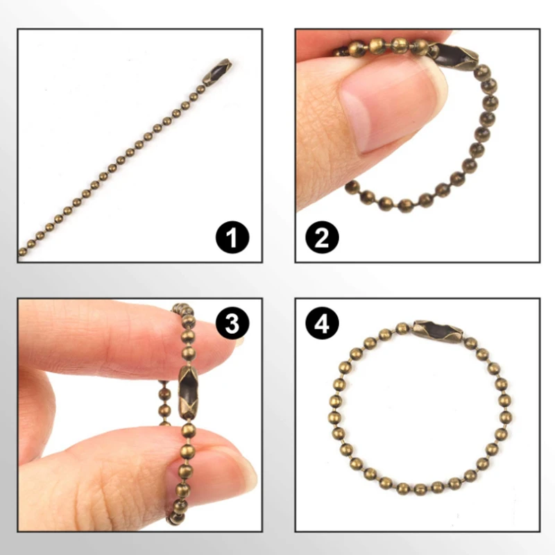 50pcs โลหะลูกปัด CHAIN EXTENSION สําหรับ DIY แท็กสุนัขพวงกุญแจป้าย Connector เครื่องประดับค้นหาทําอุปกรณ์เสริม