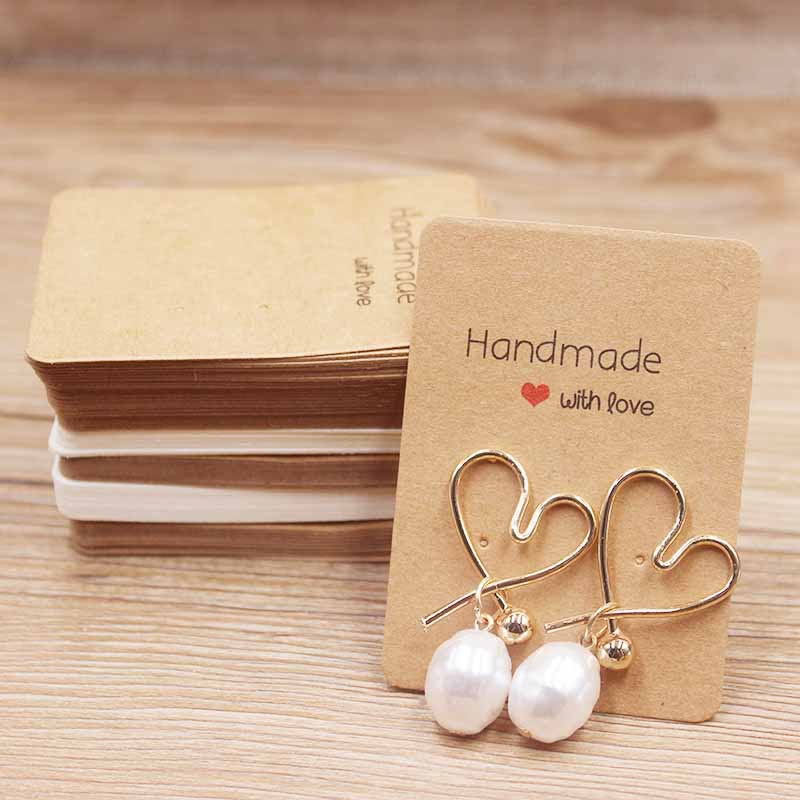 50pcPaper earrring Handmade style earring card 5x5cm/3x3cm /5x9cm /5x6.5cm /5x7cm brown /white DIY Jewelry package  card