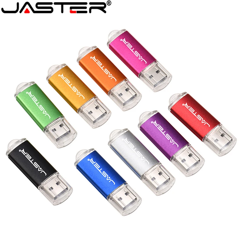 JASTER nuevo creativo con llavero USB 2,0 unidad Flash 128GB 64GB 32GB 16GB 8GB 4GB 128MB Pendrive moda 9 colores U Stick regalo