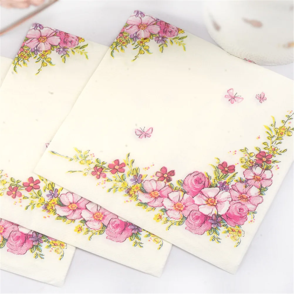 20 pz/pacco fiori rosa Design di bellezza tovaglioli di carta caffè e articoli per la tavola tovaglioli di carta Decoupage decorazione carta 33cm * 33cm