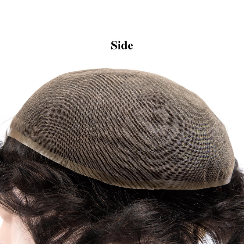 男性の毛プロテーゼフレンチフルレースベース男かつら通気性男性の毛細血管プロテーゼ 6 "かつら男性のためのレースの毛の交換