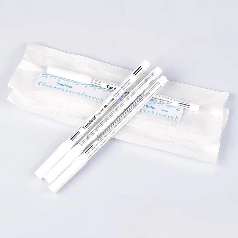 Marker do skóry brwi białe akcesorium chirurgiczne z linijką pomiarową i pozycjonowaniem microblading