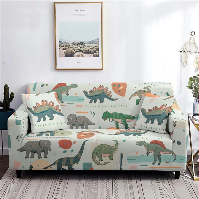 Sarung Sofa Pelindung Kursi Dekorasi Sofa Cetak Dinosaurus 3d Mewah Ruang Tamu Sarung Sofa Elastis Penutup Sofa 1-4 Tempat Duduk