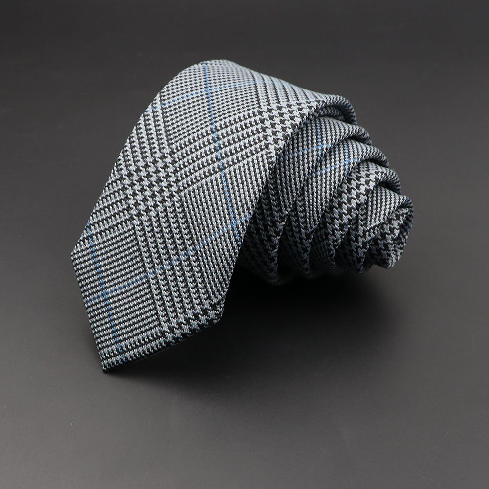 Corbatas para hombre de 6cm de algodón clásico hechas a mano, corbatas a cuadros grises ajustadas, cuello estrecho a rayas, accesorios de corbata informales de Cachemira delgada, regalo
