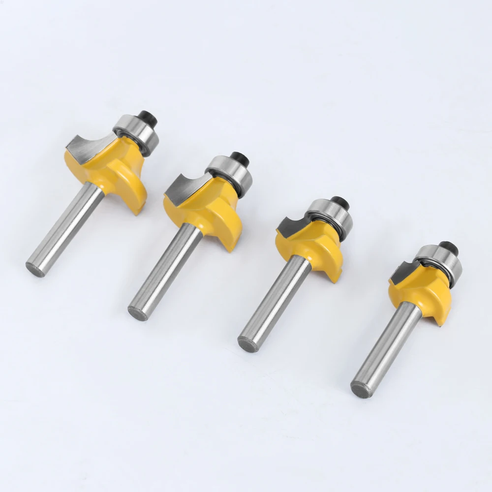 LAVIE 4 pcs set 6mm or 1/4" Shank Small Corner Round Router Bit For Wood Edging Woodworking Mill Classical Cutter Bit For Wood