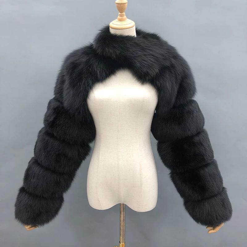Pelz Ärmel Frauen Mode Luxus Echt fuchs Pelzmantel Einarm Neuankömmling