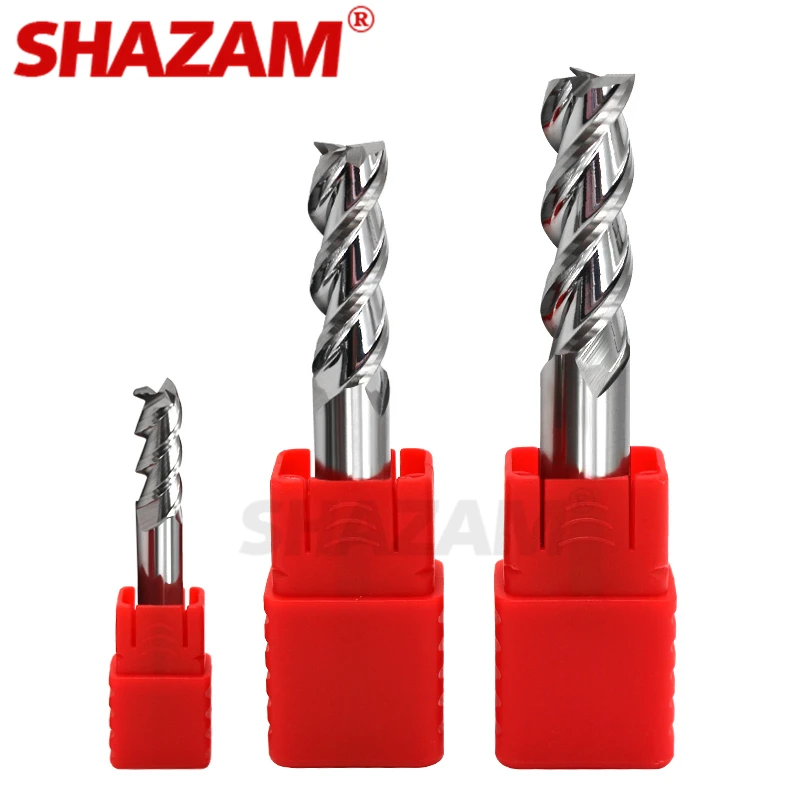 Cortador de fresado con revestimiento de aleación, herramienta de acero de tungsteno, mecanizado Cnc de aluminio Hrc55, 3 cuchillas, fresadora SHAZAM, herramientas de carpintería