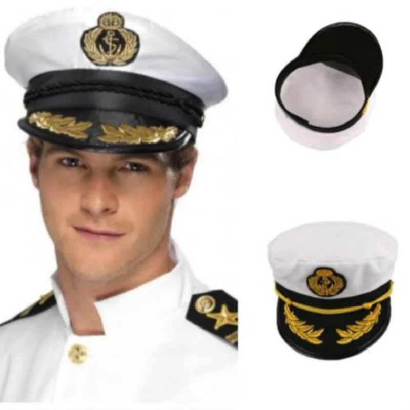 Unisex Thời Trang Đại Tá Hải Quân Chèo Thuyền Quân Đội Nón Trắng Vintage Skipper Thủy Thủ Trưởng Thành Đảng Áo Lạ Mắt Cosplay Quốc