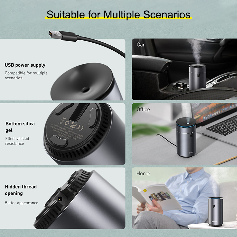 Baseus difusor de carro umidificador purificador de ar automático aromo ambientador com luz led para carro aroma aromaterapia difusor