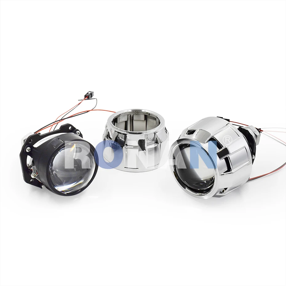 Ronan 40W 2.5 ''Bi-Đèn Led Ống Kính Cho H1 H4 H7 9005/9006 Ổ Cắm Đèn Pha Ô Tô Retrofit Nâng Cấp Đầy Đủ bộ Có Đèn LED Vải Liệm Trắng Vàng