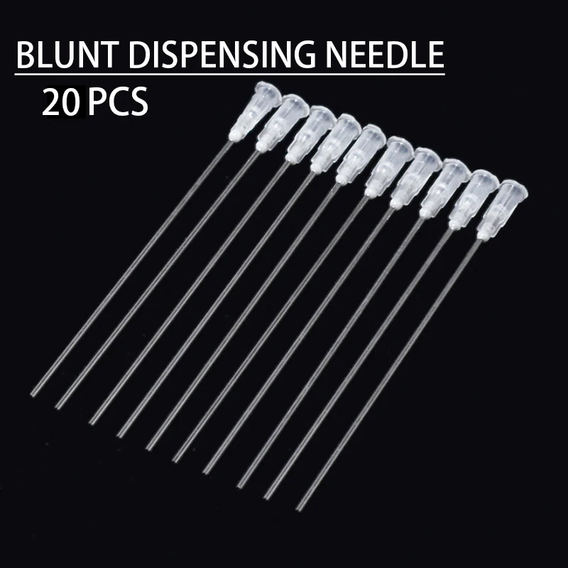 Puntas de jeringa de pegamento de 100MM, agujas dispensadoras roma de acero inoxidable blanco para incollar, relleno de tinta, flujo de soldadura de aceite, 10/20 piezas