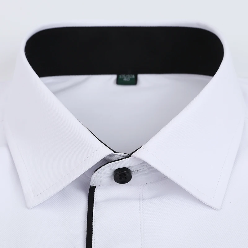 Camicia a maniche lunghe patchwork in bianco e nero da uomo, camicia in cotone da ufficio aziendale, Camisa/Chemise slim fit blu cielo S-5XL