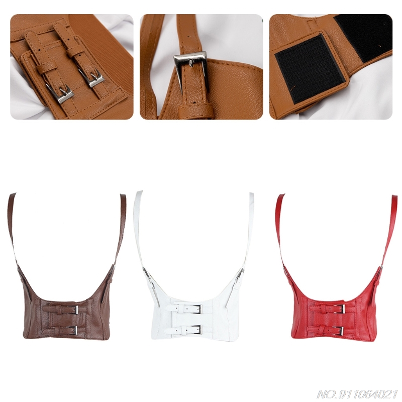 Corsé Vintage gótico piel sintética para mujer, Top corto, chaleco sólido ajustable, cinturón cintura con doble hebilla, venta por mayor, 21