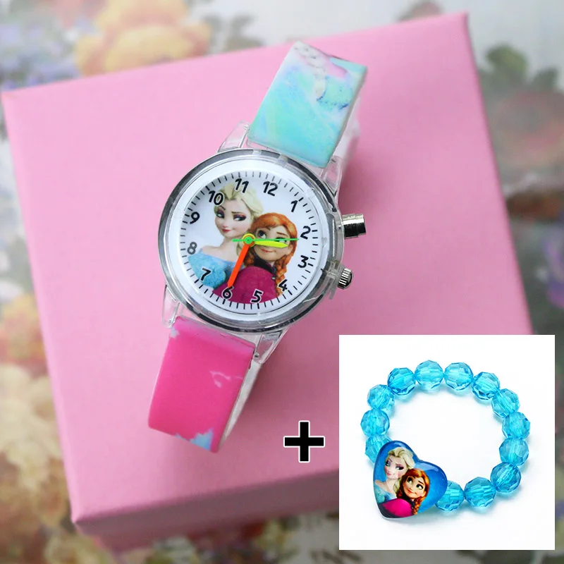 Disney flash luz meninas elsa relógios crianças com pulseira de silicone princesa crianças relógios estudante reloj infantil