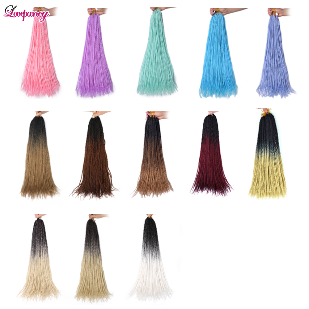 24 インチセネガルツイストかぎ針編み三つ編み薄いセネガルツイスト女性のためのブルーオンブル合成編組ヘアエクステンション毎日