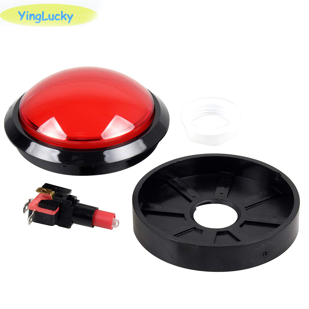1 Uds pulsador de cúpula grande 100mm botones de Arcade iluminados Led 12v interruptor de botón de encendido botón con microinterruptor