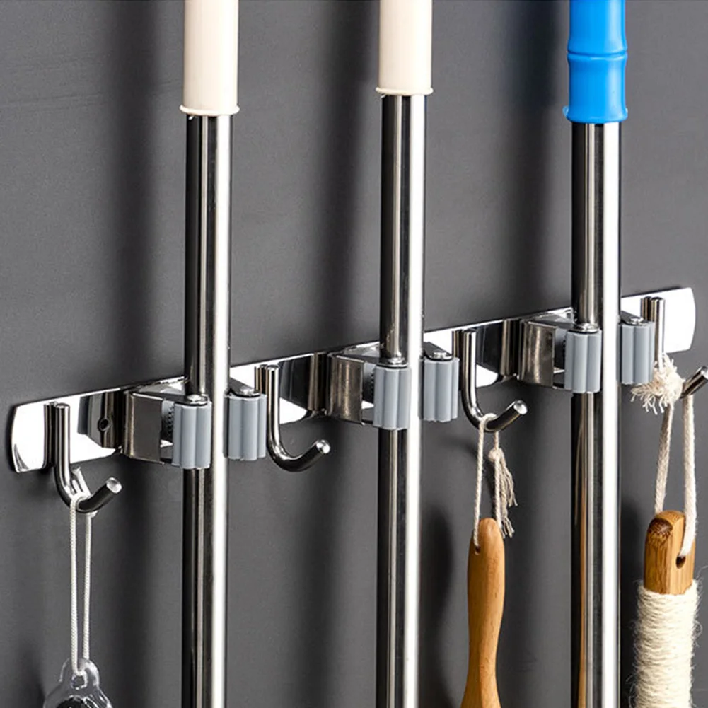 Cỏ Chổi Móc Giá Đỡ Treo Tường Cây Lau Nhà Tổ Chức Giữ Kho Inox Móc Nhà Bếp Phòng Tắm Tổ Chức Phụ Kiện