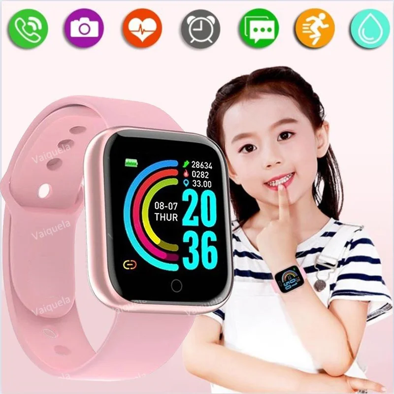 Bluetooth inteligente conectado criança rastreador de fitness relógio digital y68 smartwatch para homens mulheres colocar foto coração relógios infantis