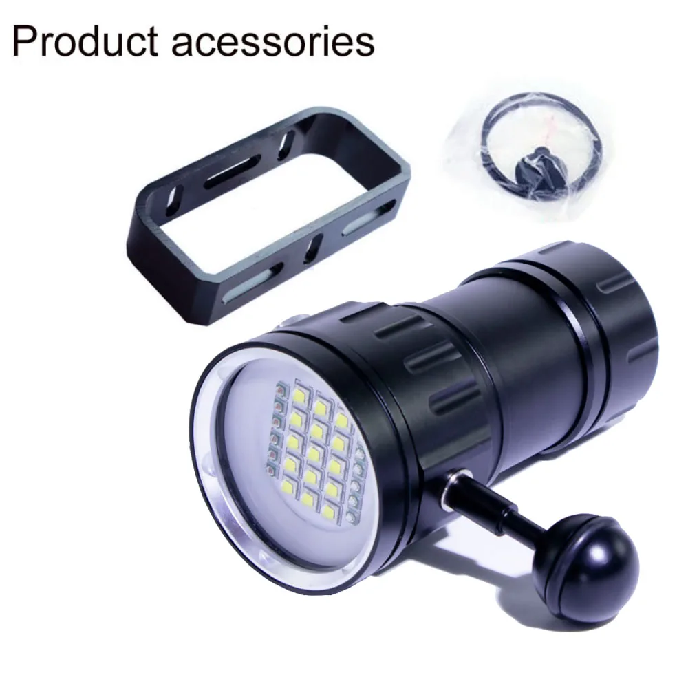 Luz LED de buceo de 20000 lúmenes, 15 x L2, linterna LED subacuática de 100m, antorcha táctica impermeable para cámara de vídeo, luz de relleno