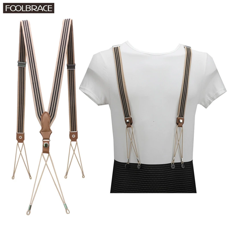 Lớp đầu tiên Da Bò Da Thật Suspender 6 Nút Dây Lỗ Unisex Suspender Điều Chỉnh Nẹp Dây Đai Co Giãn, Dây Đeo Người Lớn
