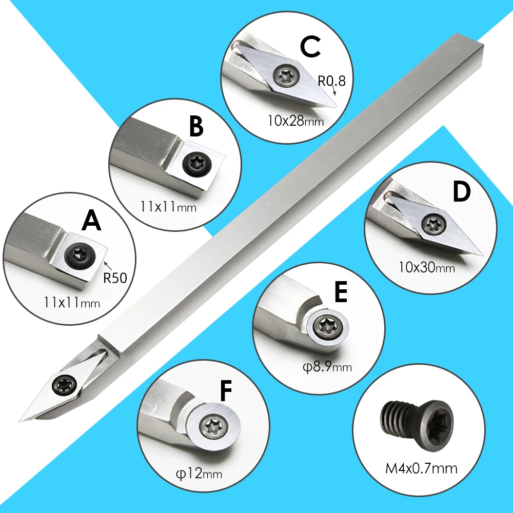TASP Woodturning Tool Carbide Insert Cutter Swan Neck Wood Turning Chisel Blade & Aluminum Handle for WoodWorking Lathe Machine