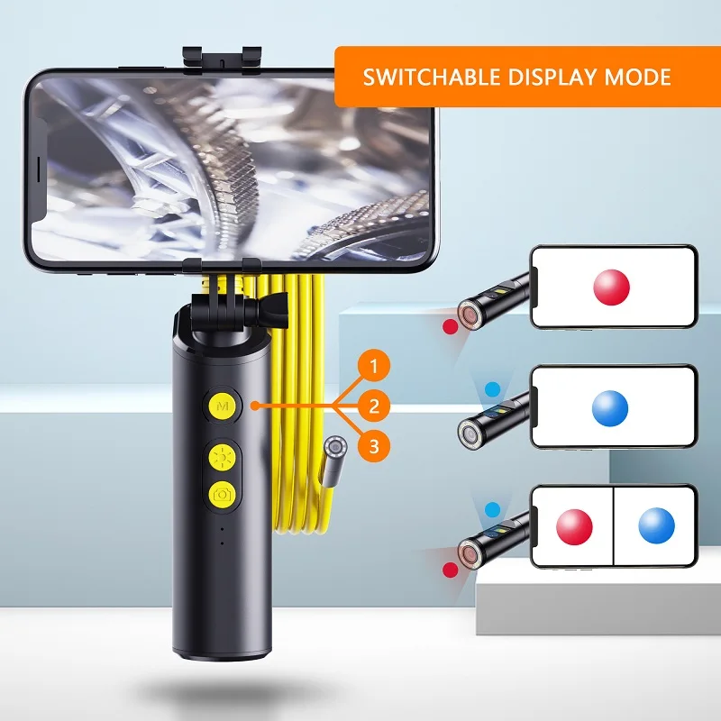 กล้องเลนส์คู่ WIFI Endoscope HD1080P 5.5 มม.8 มม.Mini Borescope LEDs IP68 กันน้ํา Sanke สําหรับโทรศัพท์ Android Iphone
