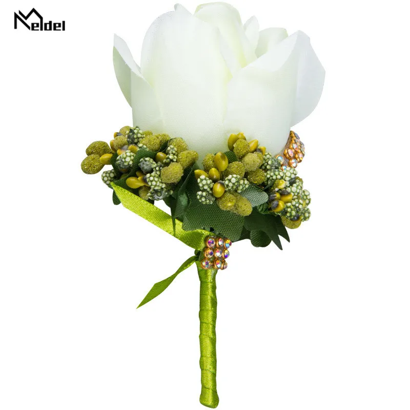 Meldel Cưới Corsages Và Boutonnieres Nhân Tạo Hoa Hồng Lụa Chú Rể Boutonniere Hoa, Dự Cúc Mariage Phụ Kiện