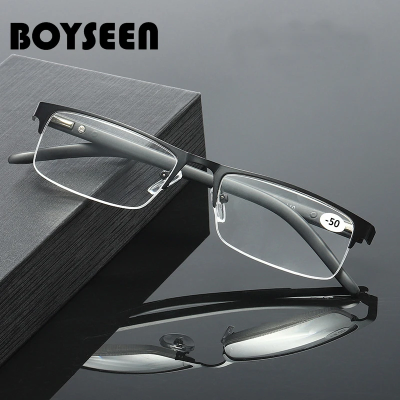 BOYSEEN Hợp Kim Titan Bị Cận Thị Kính Không Hình Cầu 12 Lớp Phủ Trừ Ống Kính Kinh Doanh Cận Thị Mắt Kính-0.5 -1.0 -1.25