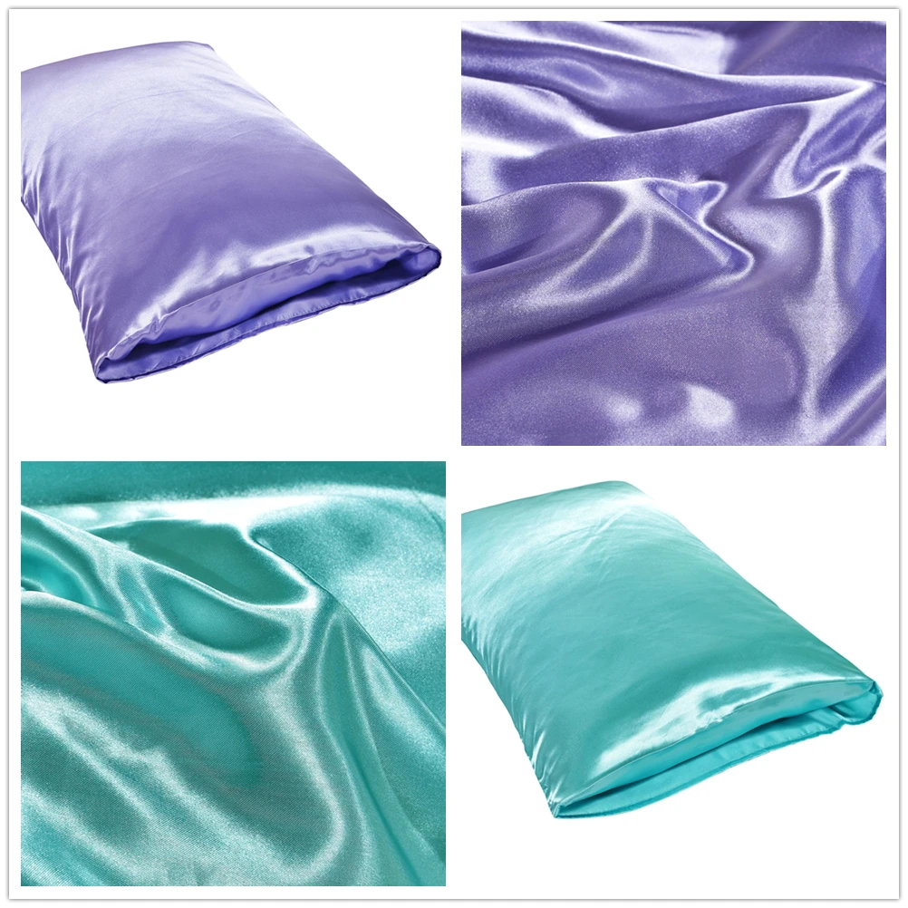 Funda de almohada de seda satinada Queen, funda de almohada, ropa de cama para el hogar, almohada suave, almohada rectangular, 1 ud.