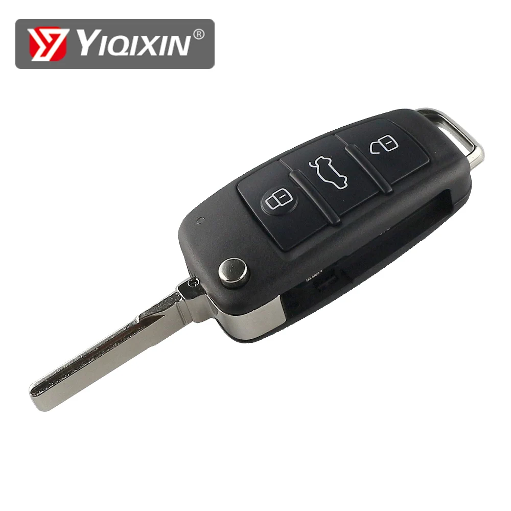 YIQIXIN-carcasa de repuesto para llave de coche, carcasa plegable de 3 botones para Audi Q7, B7, Q3, A3, TT, A2, A8, A6, A6L, A4, S5, C5, C6, B6