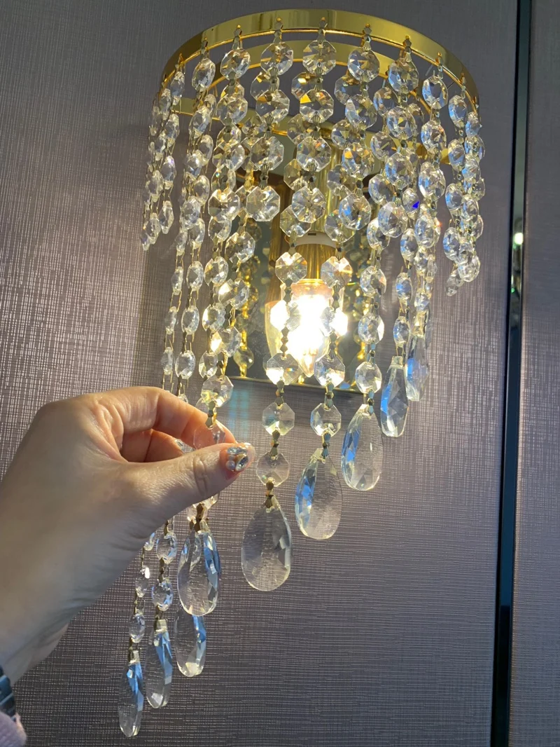 Lampu Dinding Kristal Modern Lampu Cermin Dalam Ruangan LED Nordic untuk Lampu Dinding Ruang Tamu Perlengkapan Kamar Mandi Dekorasi Rumah