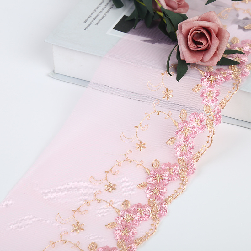 2 Yards neuen Stil Pflaumen form Gaze Mesh Stickerei Spitze Vorhänge Home Textil Stoff Tasche Zubehör 20cm Spitzen band