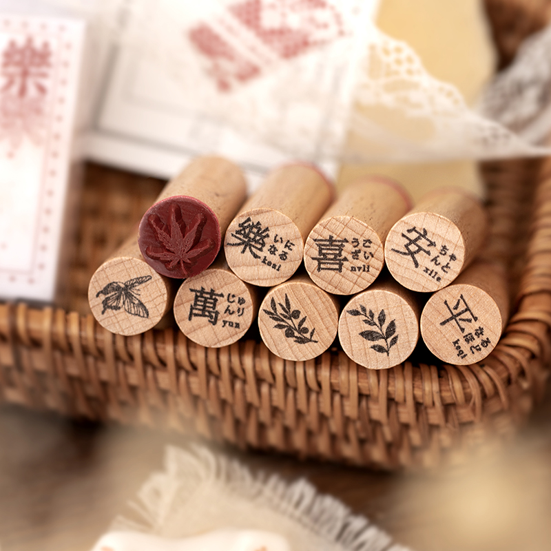 Yoofun 4 Pc/Thiết Kế Vật Có Hoa Lá Bướm Từ Gỗ Cao Su Tem DIY Thêu Sò Tạp Chí Trang Trí Đồ Dùng Học Tập