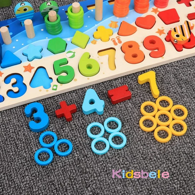 Trẻ Em Montessori Đồ Chơi Toán Học Cho Bé Gỗ Giáo Dục Xếp Hình Đồ Chơi Câu Cá Tính Số Hình Phù Hợp Với Sorter Trò Chơi Ban Đồ Chơi