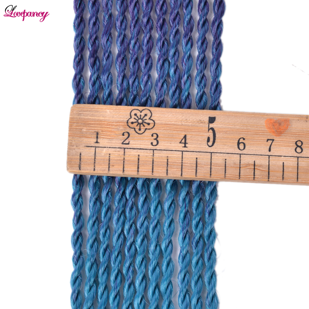 24 インチセネガルツイストかぎ針編み三つ編み薄いセネガルツイスト女性のためのブルーオンブル合成編組ヘアエクステンション毎日