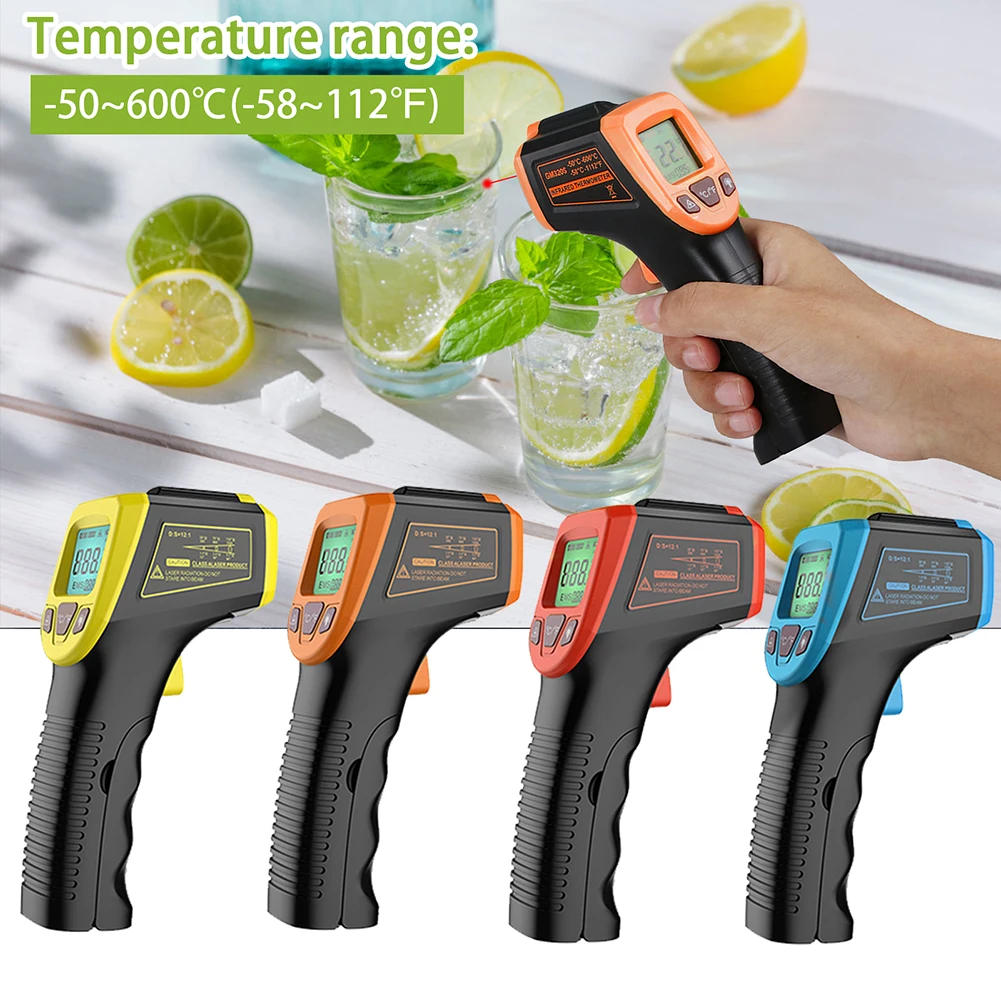 Digital Infrared Thermometer Non-Contact Pyrometer High Temperature Gun -50~600℃/-58~1112℉ Laser-Pointer Infrared IR Thermometer