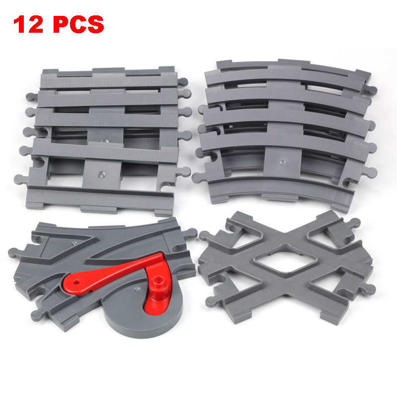 รถไฟขนส่งขนาดใหญ่ Building Blocks Creative TRACK อุปกรณ์เสริมประกอบของเล่นเด็กอิฐเข้ากันได้กับ City Train ชุด